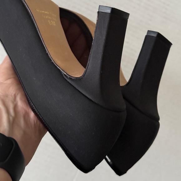 J. Renee Black Fabric & Leather 3" Block Heels Mesh Side & Top Women's Size 8M - Picture 9 of 12